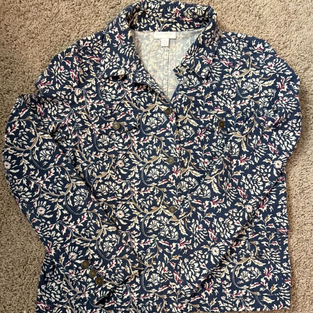 Floral Button-Front Layering Jacket